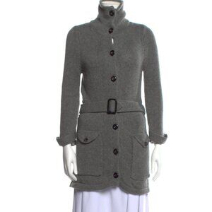 Burberry High Collar Neck Sweater / CardiCoat - Wool/Cashmere - Grey - Sz Small